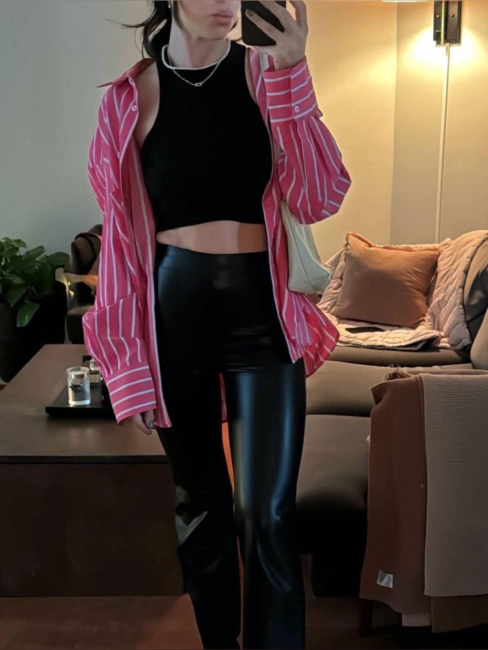 Zara Hot Pink & White Striped Button-Down Shirt - Picture 2 of 3
